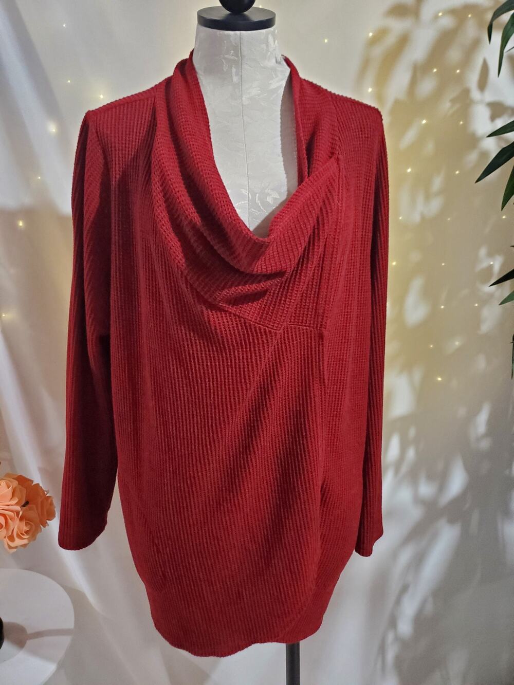 Chicos Zenergy Convertible Snap Waffle Cardigan Sweater Plus Size 4 US 20/22 Red